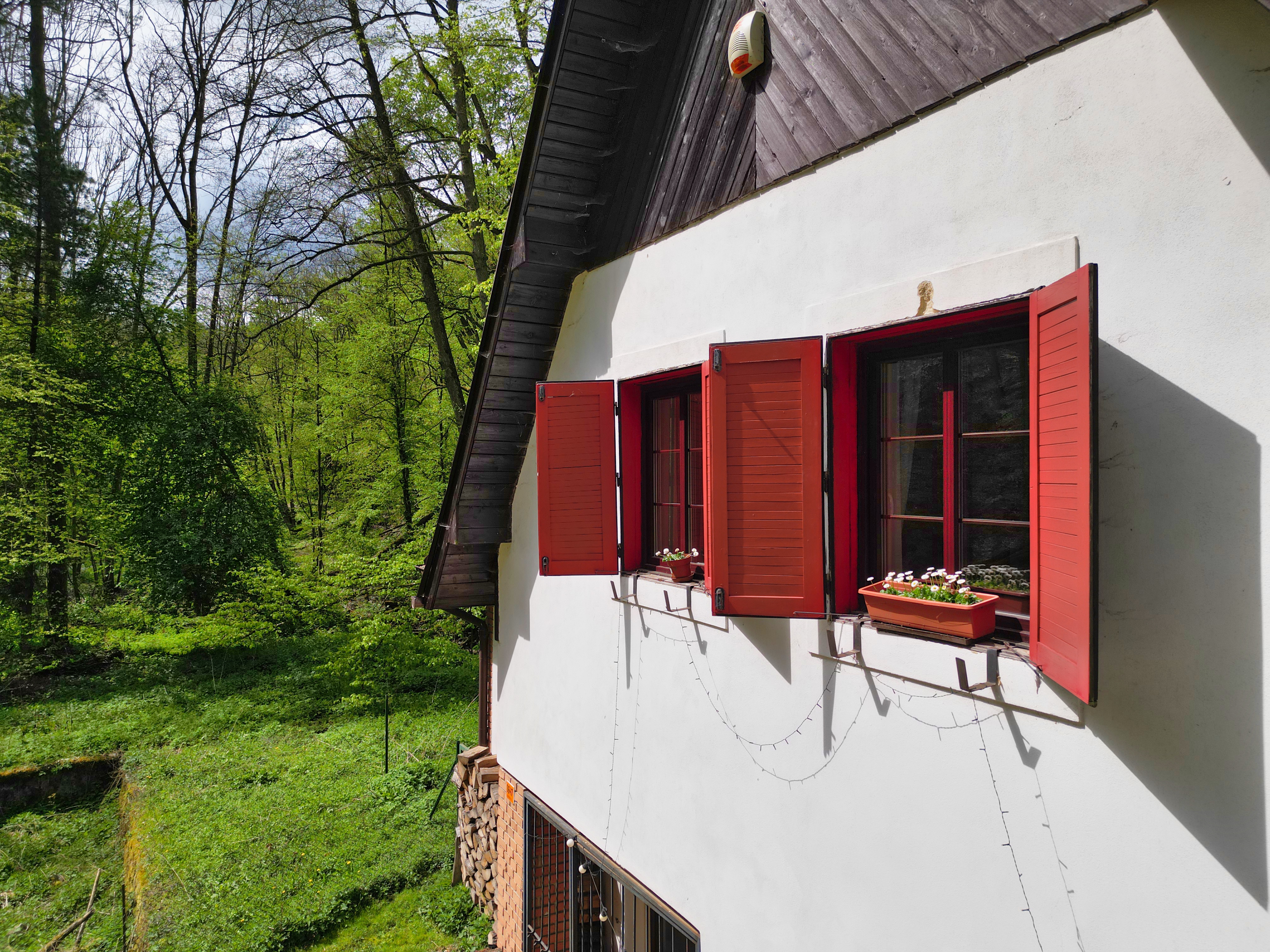 House with red shutters